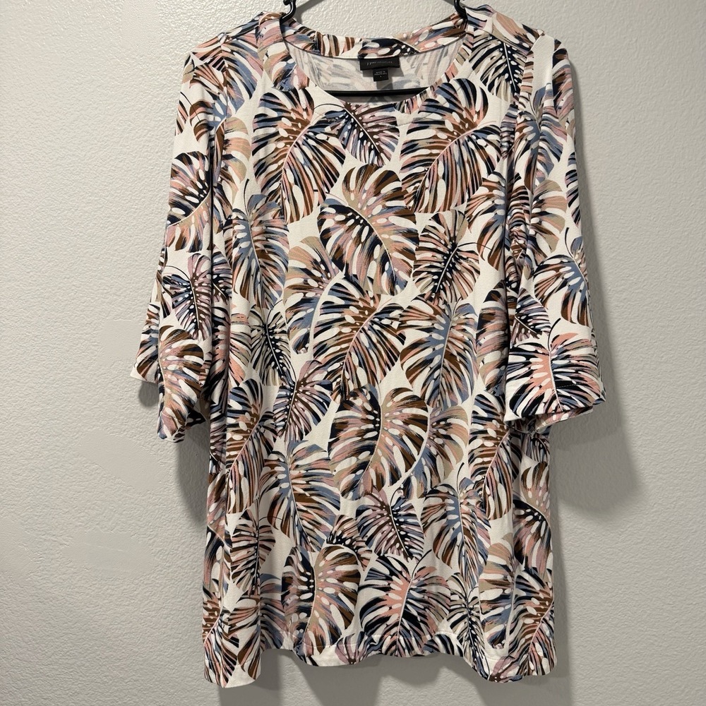 J. JILL Size-L Wearever Collection Womens Top Floral Graphic